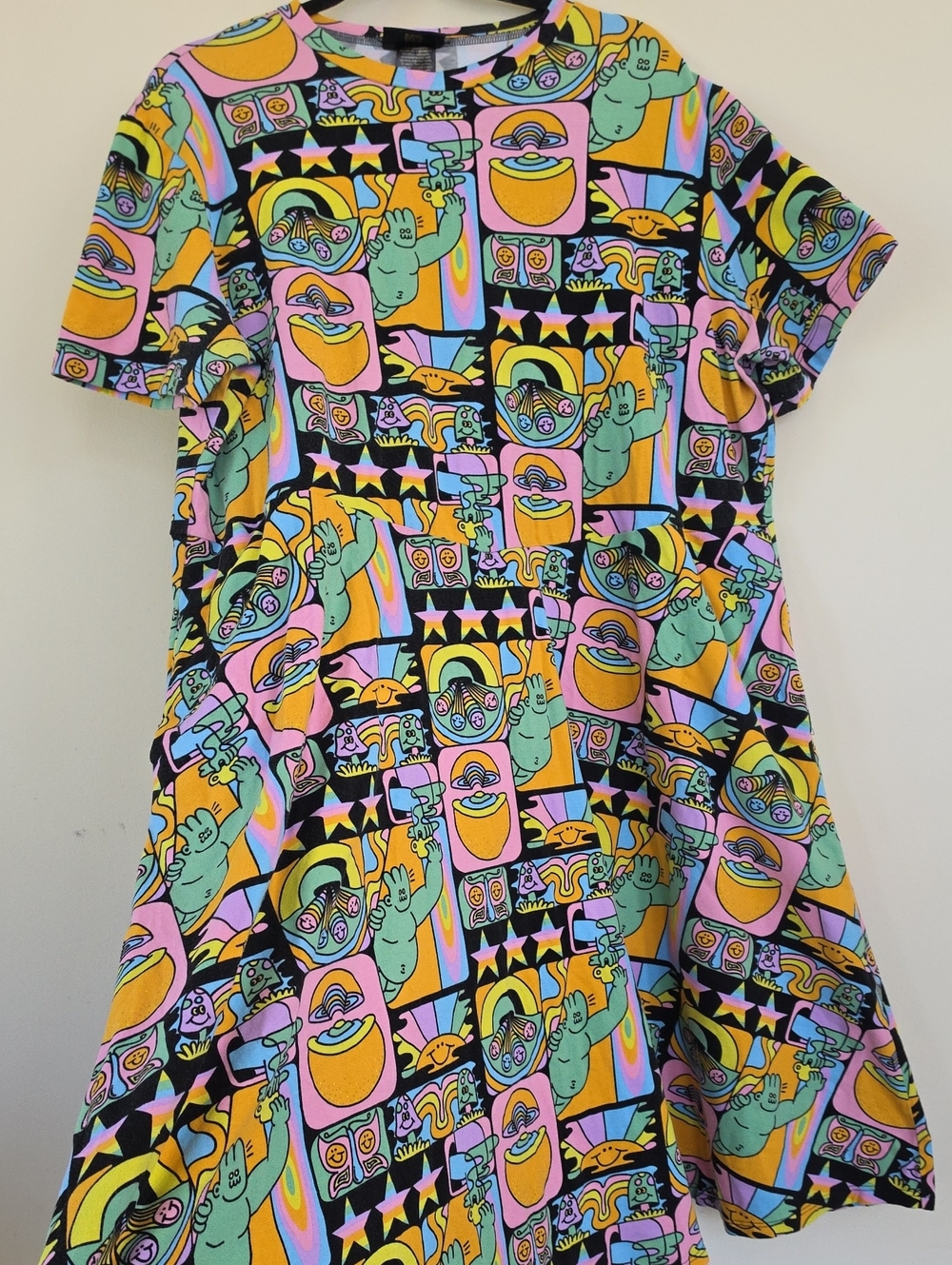 Nooworks Ashley Dreyfus Shift Dress Size 5X Stretch Pop-Art Print Cotton Pockets